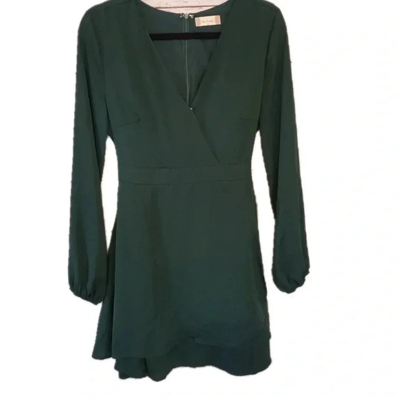 Altar’d State NWT Cross Bodice Long Sleeves Faux Wrap green Dress Size Small - Picture 6 of 8